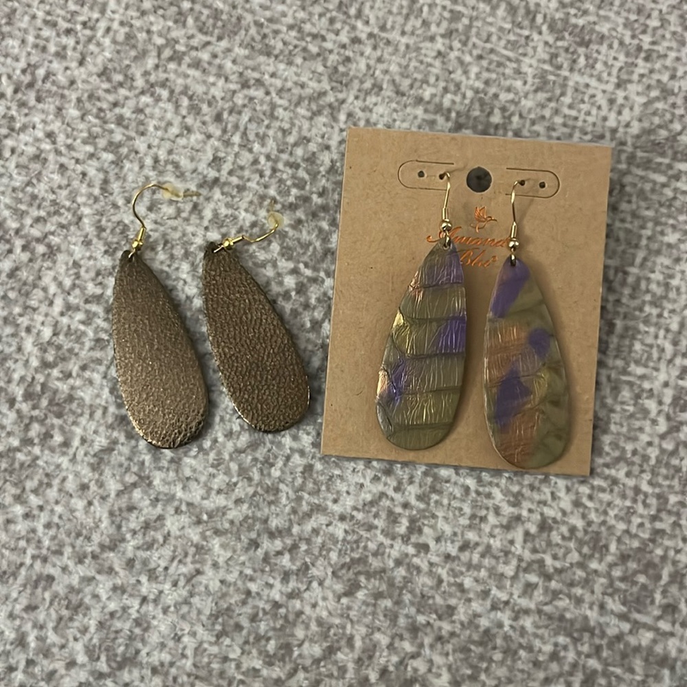 * Leather Dangle Earrings